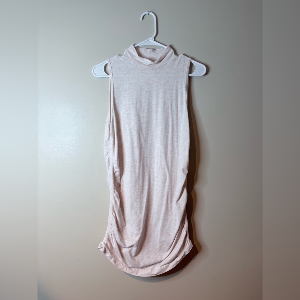 Fabletics Baby Pink Mock Neck Sleeveless Ruched Active Mini Dress EUC